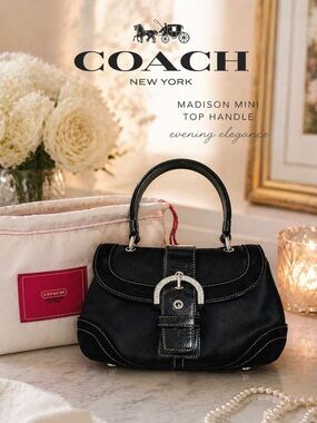 COACH Y2K VINTAGE 2004 MADISON MINI TOP HANDLE CRYSTAL SATIN SUEDE BAG RARE MINT